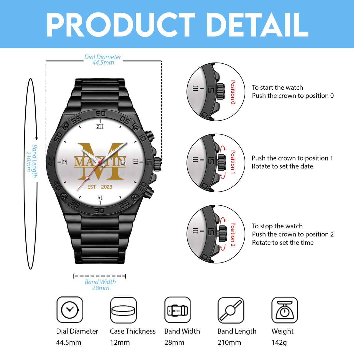 Personalized Name & Year Watch Father's Day Gift For Him