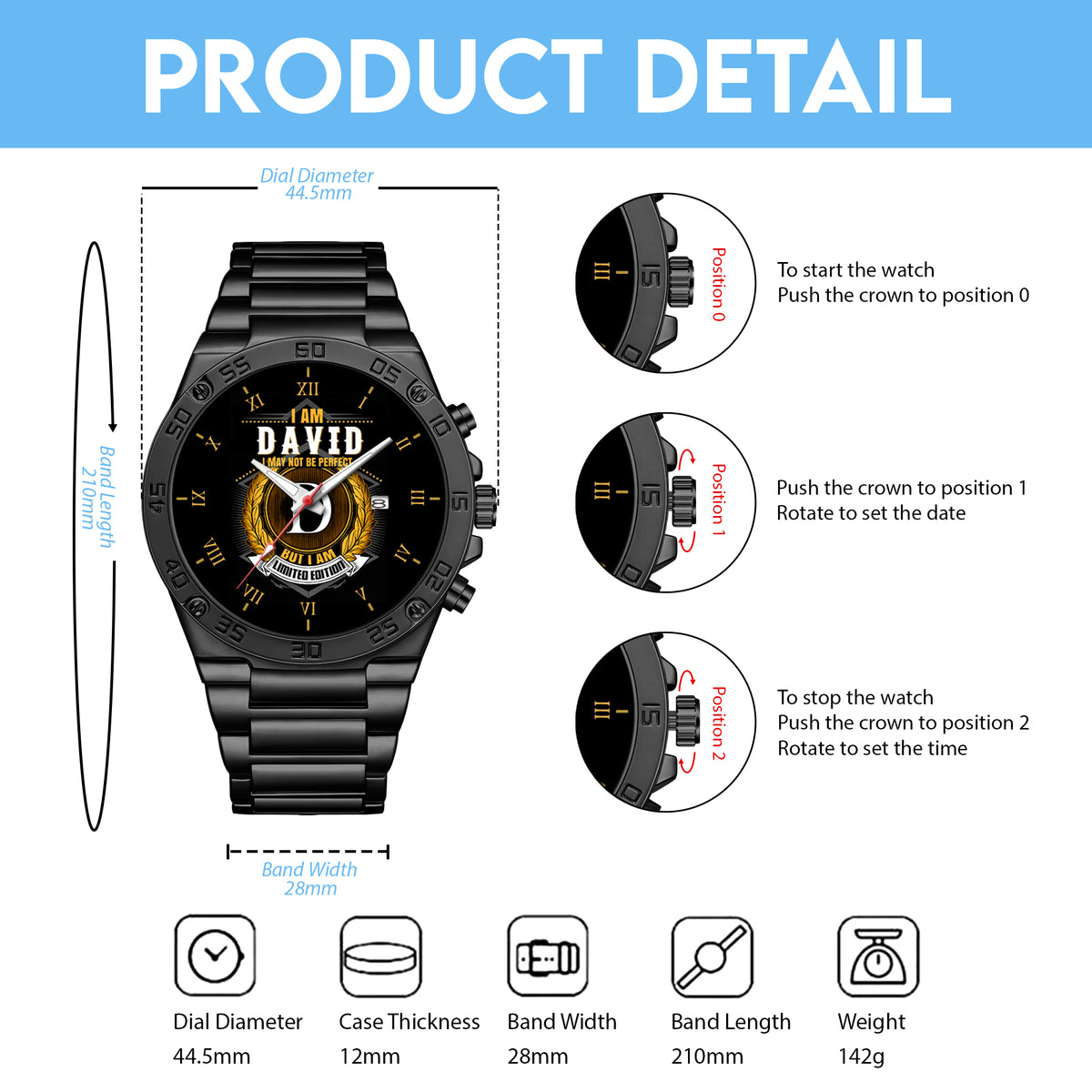 Personalized Limited Edition Custom Name Watch Father's Day Gift For Him