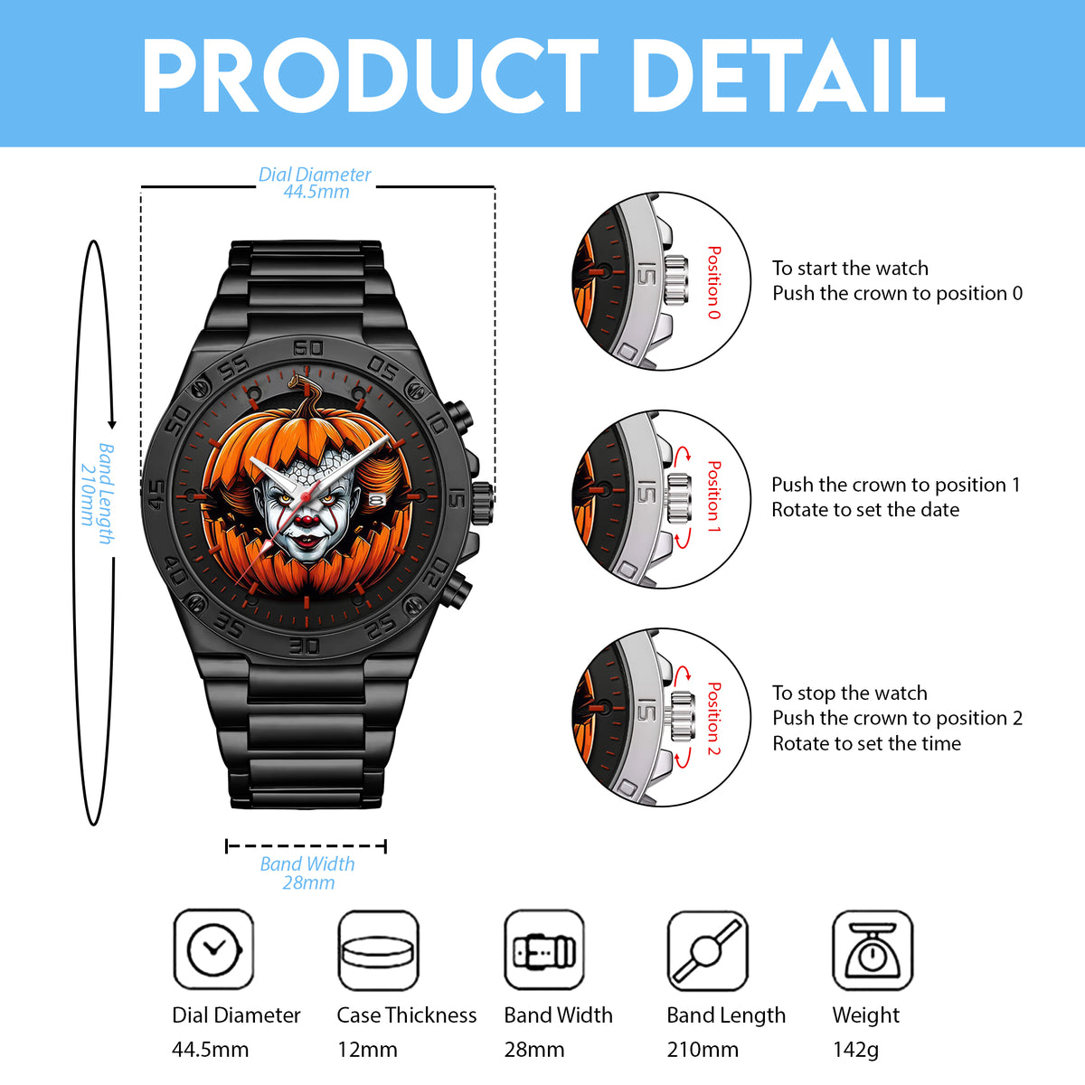 Halloween Horror Movies Personalized Quartz Watch