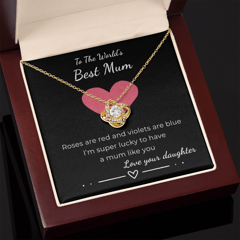 To The World's Best Mom Love Knot Necklace