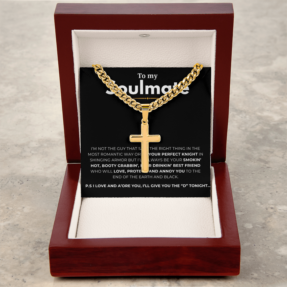 Personalized To My Soulmate Cross with Cuban Link Chain