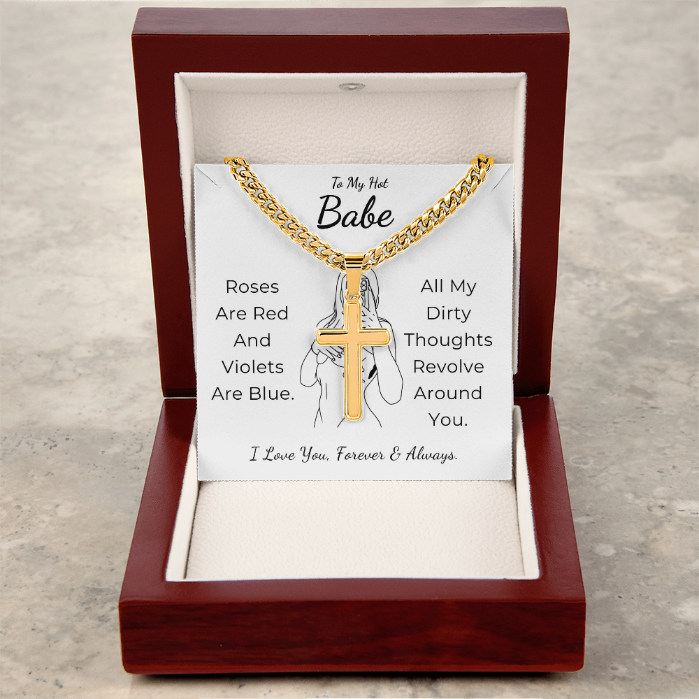 Personalized To My Hot Babe Cross with Cuban Link Chain