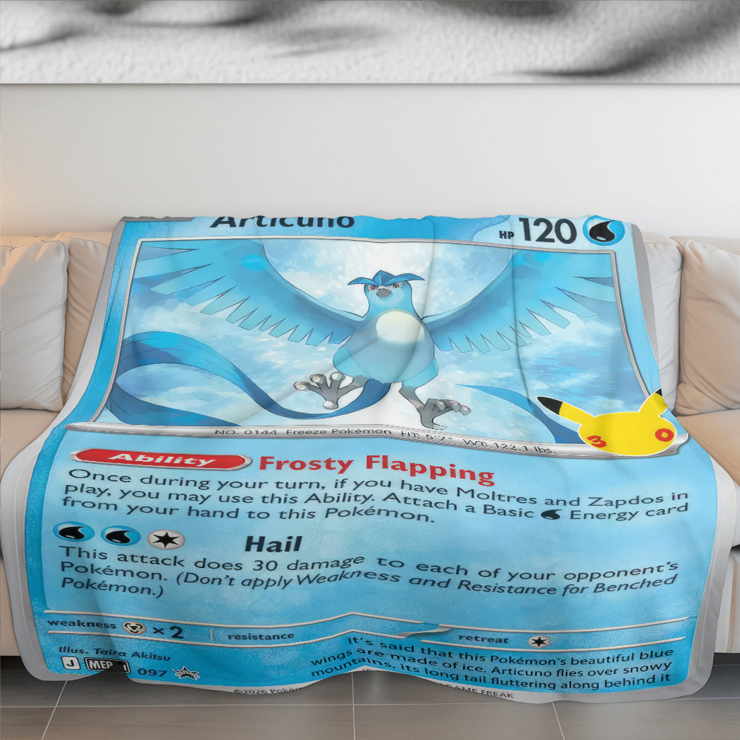 PKM Articuno Custom Fleece Printed Blanket