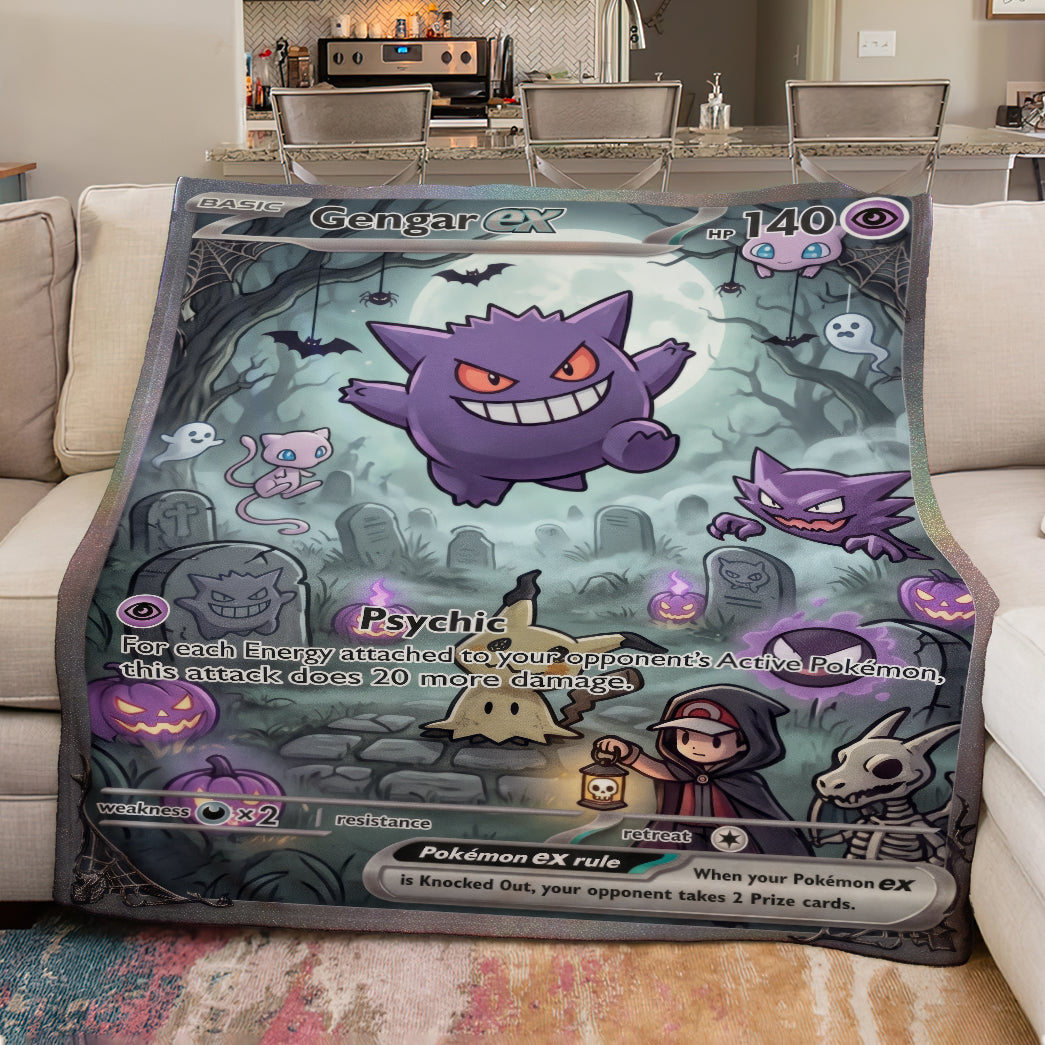 PKM Gengar Halloween Custom Fleece Blanket