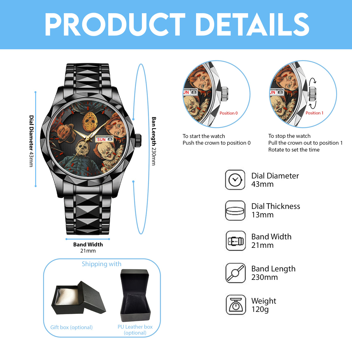 Halloween Horror Personalized Quartz Watch