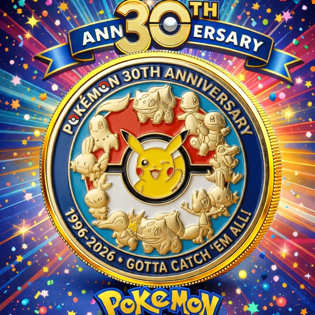 Anime Poke 30th Anniversary Custom Printed Coin