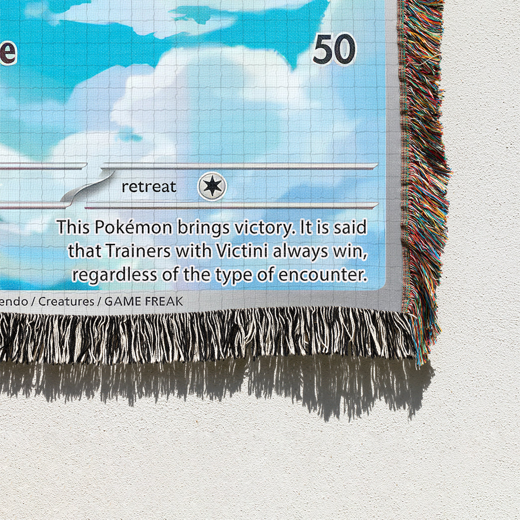 PKM Victini Card Custom Woven Blanket