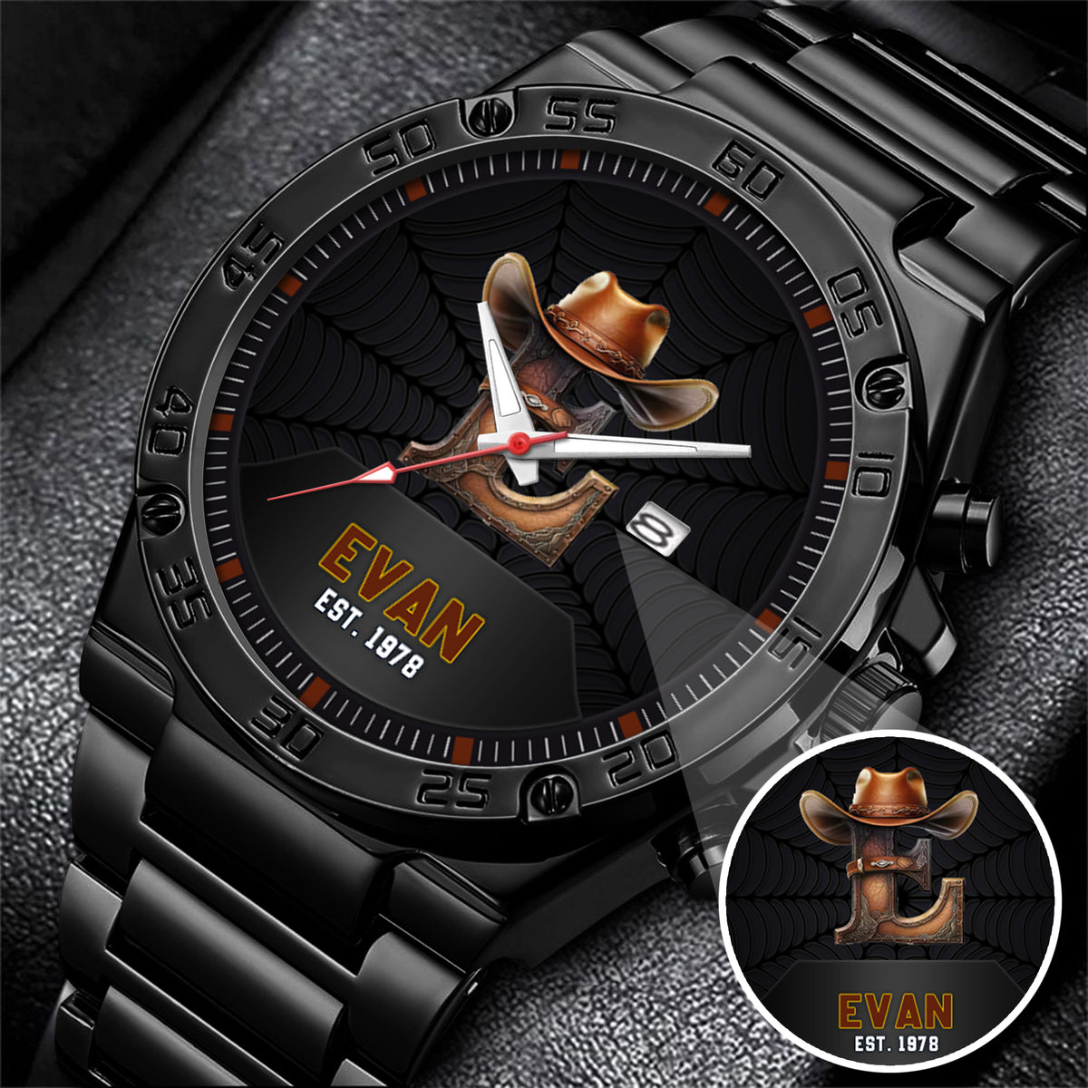 Personalized Western Letter Name Quartz Watch Father's Day Gift For Him