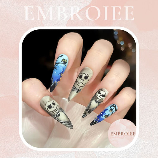 Spooky Skeleton Hand-painted Press On Nails