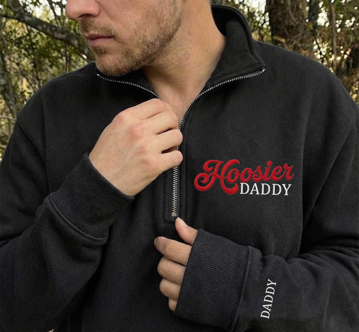 Embroidered Hoosiers Mommy Daddy Champs Sweatshirt: Rose & Peach Bowl 25/26 Quarter-Zip Sweatshirt, Hoodie Sweatshirt T-Shirt