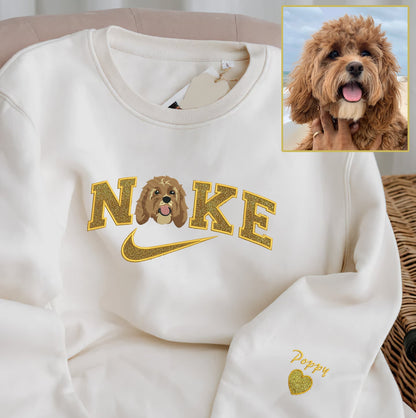 Personalized Embroidered Pet Dog Cat Photo Glitter Hoodie Sweatshirt T-Shirt