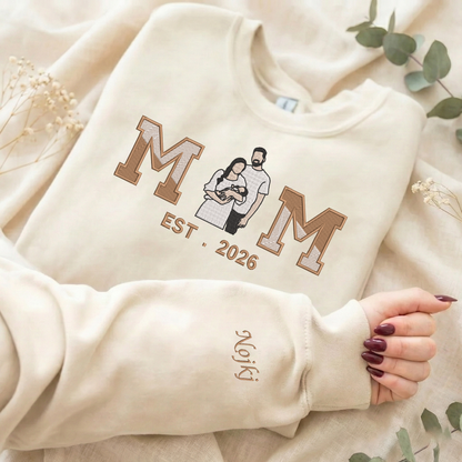 Personalized Embroidered Couple Family Photos Hoodie Sweatshirt T-Shirt Valentine Gift Mother's Day Gift, Father's Day Gift