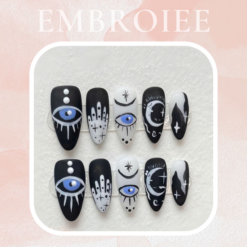 Eerie Enchanted Forest Shadows Hand-painted Press On Nails