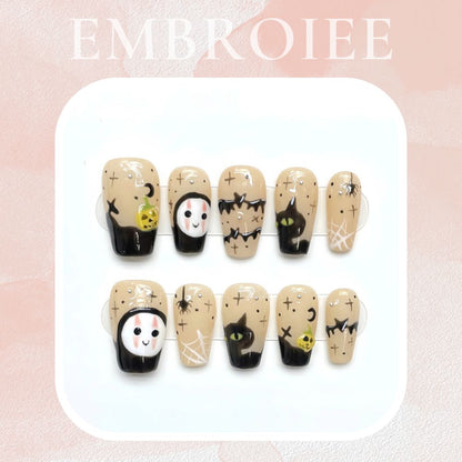 Cuddly Creatures of the Night Hand-painted Press On Nails