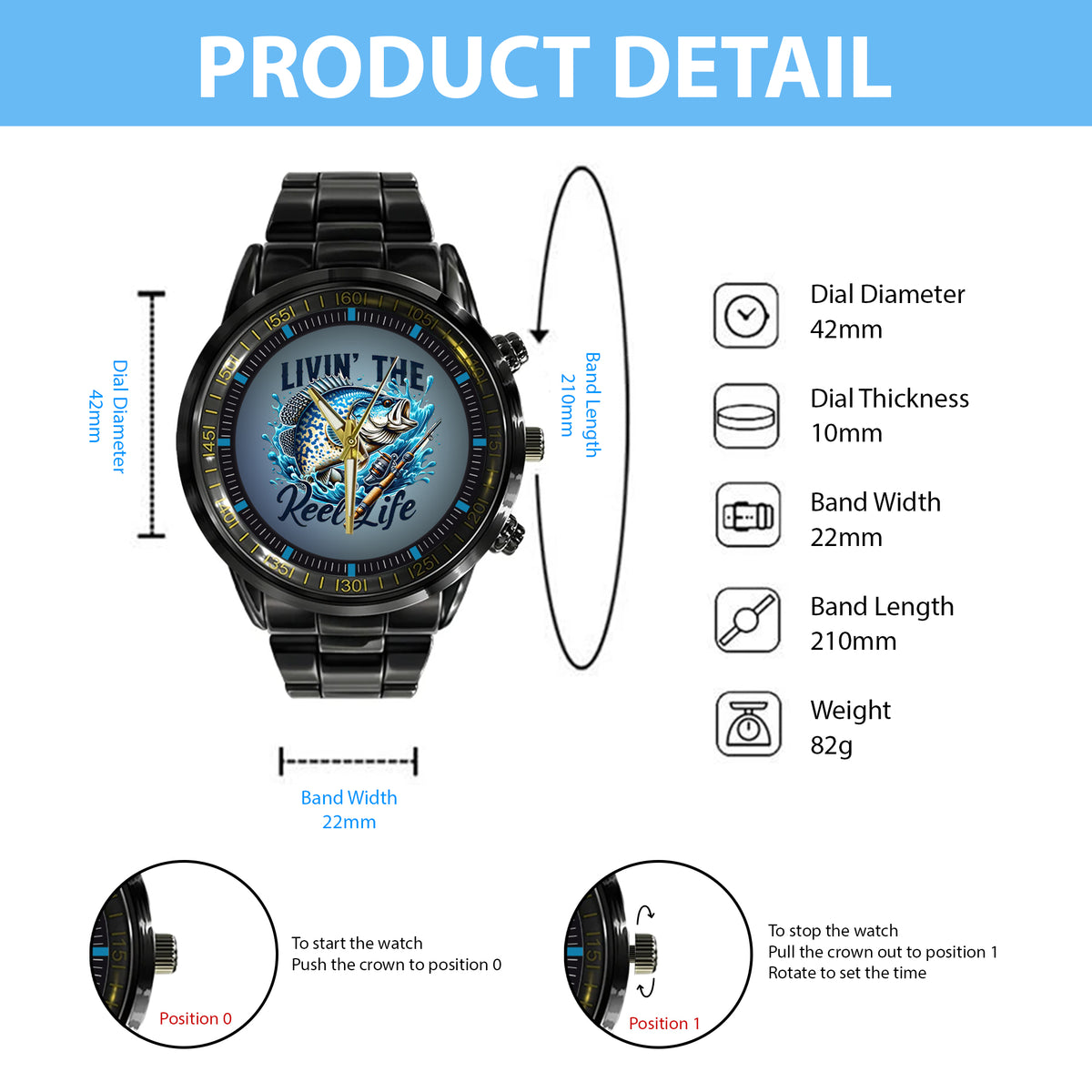Fishing Personalized Living The Reel Live Quartz Watch Father's Day Gift For Him