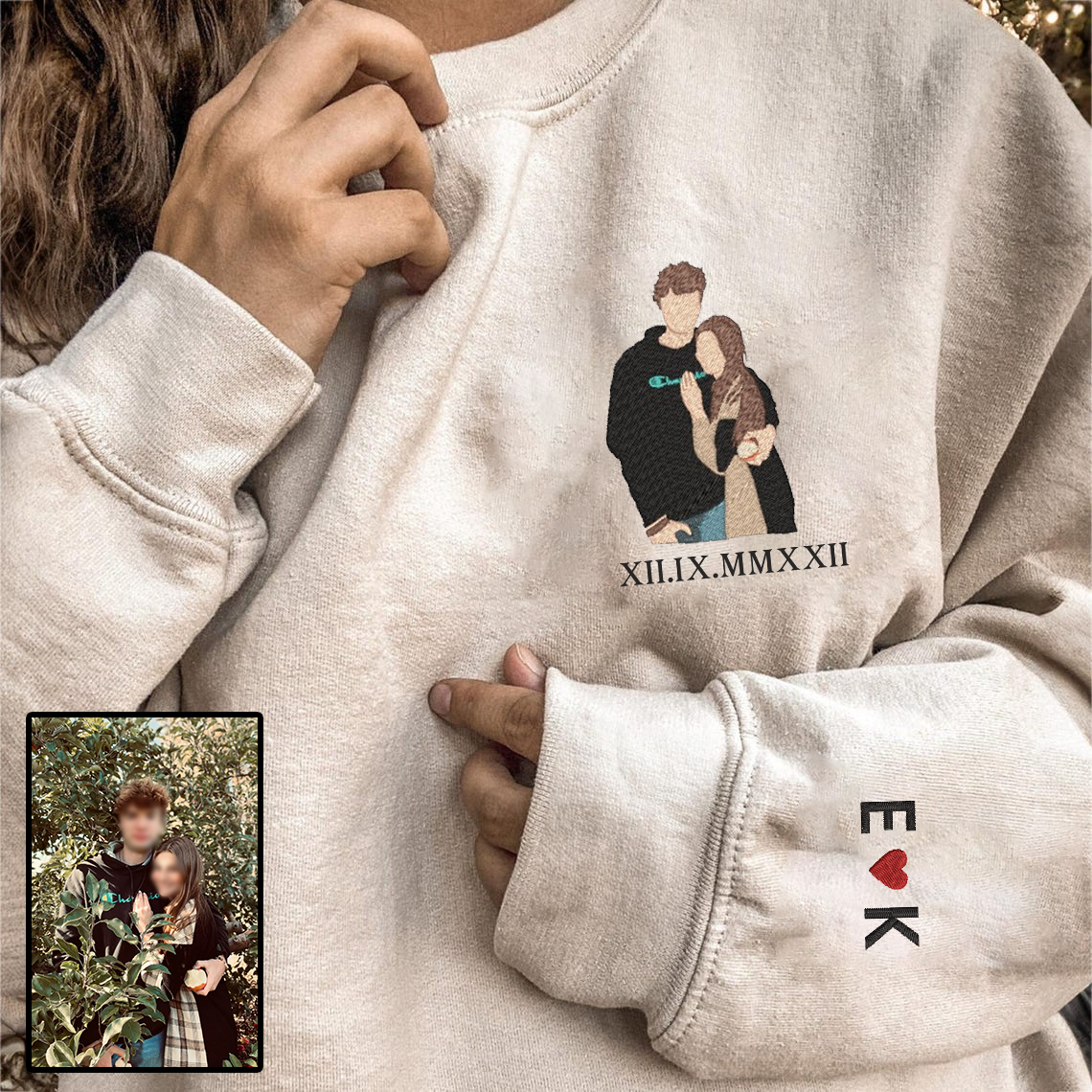 Valentine Personalized Embroidered Couple Hoodie Sweatshirt T-Shirt