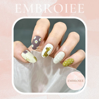 Dinosaur And Flowers Hand-painted Press On Nails