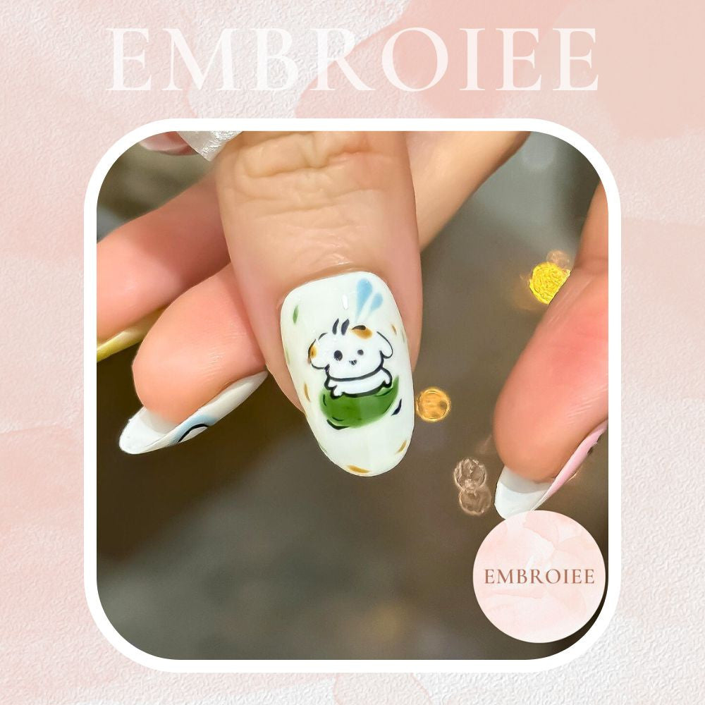 Cute Paw And Bone Hand-painted Press On Nails