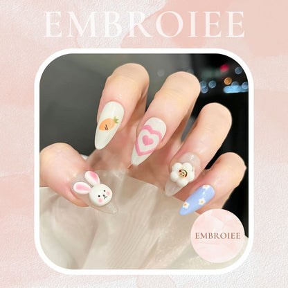 Cute Rabbit And Carrot Hand-painted Press On Nails