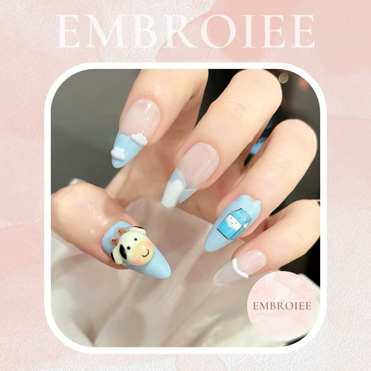 Cute Boo And Milk Hand-painted Press On Nails