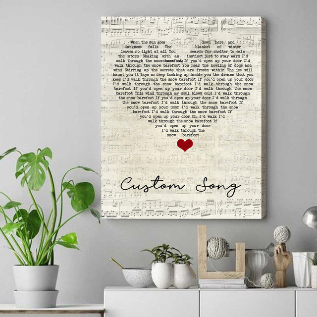 Custom Song Lyric Framed Canvas All Over Print