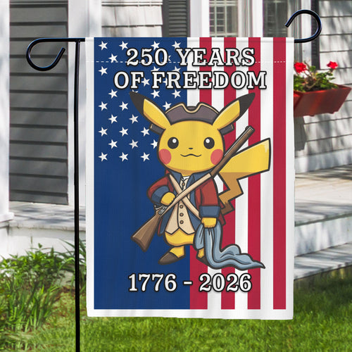 Pikachu 250 Years of Freedom 1776–2026 Patriotic Printed Garden Flag