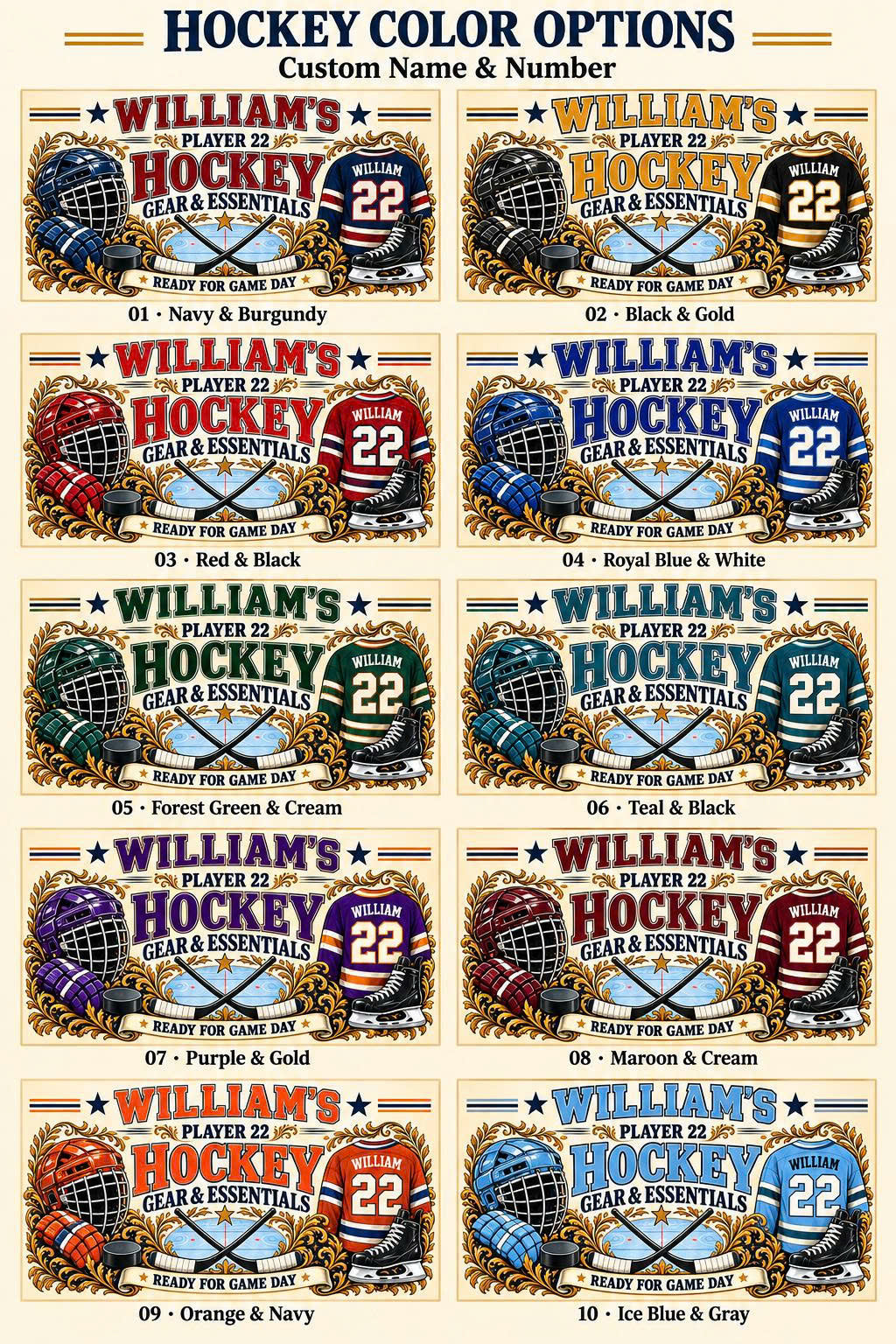 Personalized Hockey Storage Basket with Custom Name and Number, Ice Hockey Player Gift