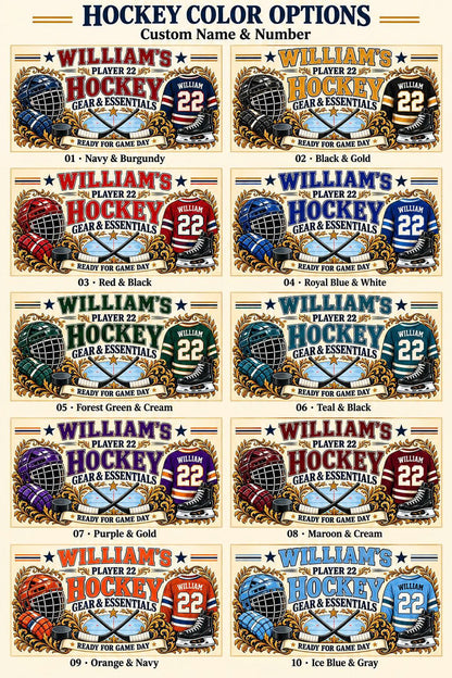 Personalized Hockey Storage Basket with Custom Name and Number, Ice Hockey Player Gift