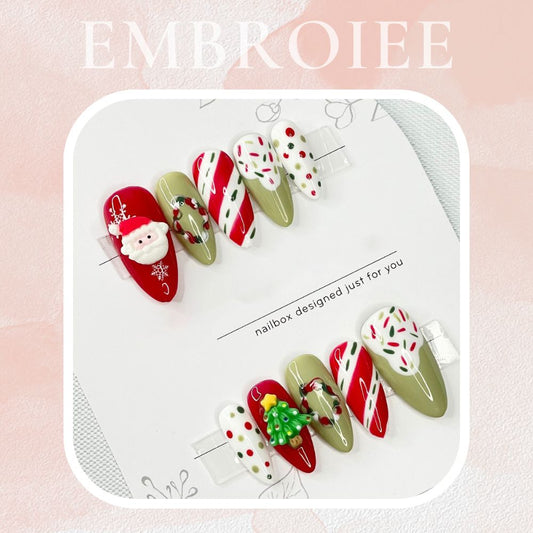 Christmas Sugar Plum Fairy Twinkle Hand-painted Press On Nails