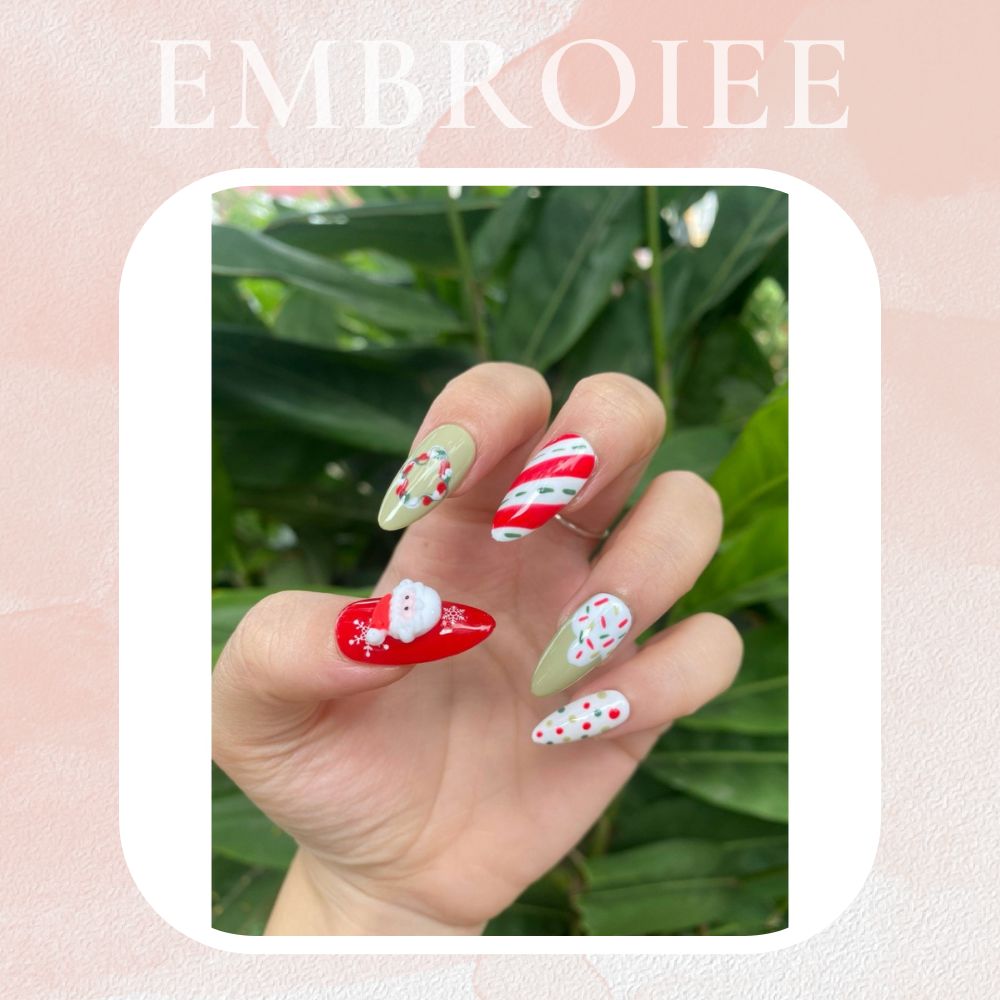 Christmas Sugar Plum Fairy Twinkle Hand-painted Press On Nails