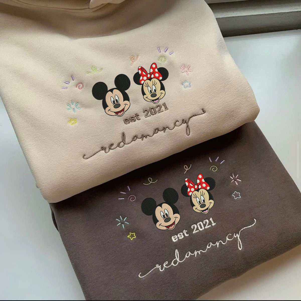 Valentine Personalized Embroidered Character Couple Photo Hoodie Sweatshirt T-Shirt