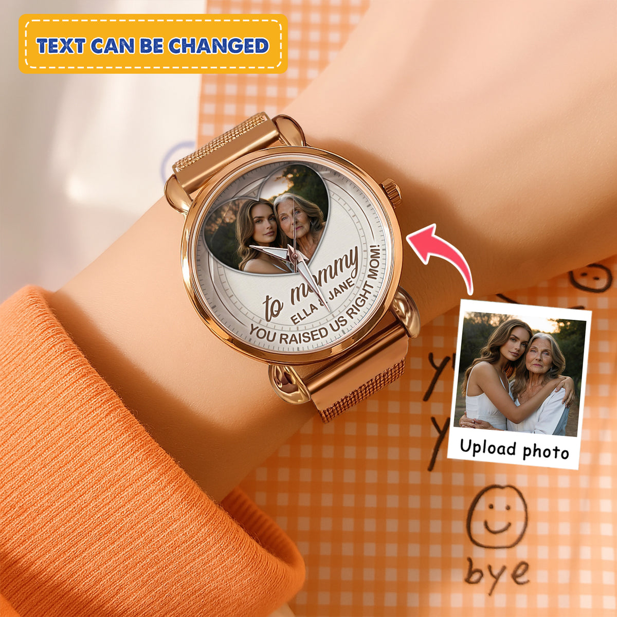 Mother's Day Gift For Mom Personalized Heartframe Photos Mesh Strap Quartz Watch