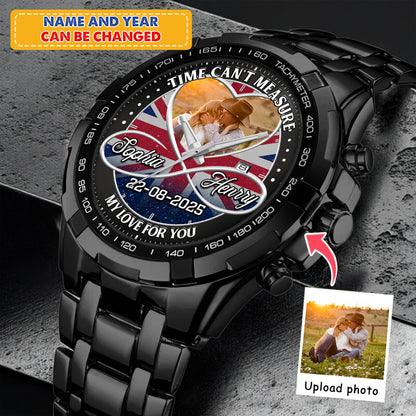 Personalized Family Photo Couple Photo Upload - Custom Stainless Steel Watches - Union Flag Edition