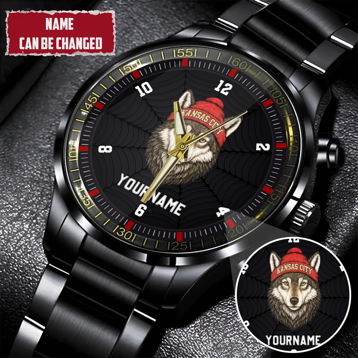 Personalized Retro Mascot Football Custom Name Watch Father's Day Gift For Him