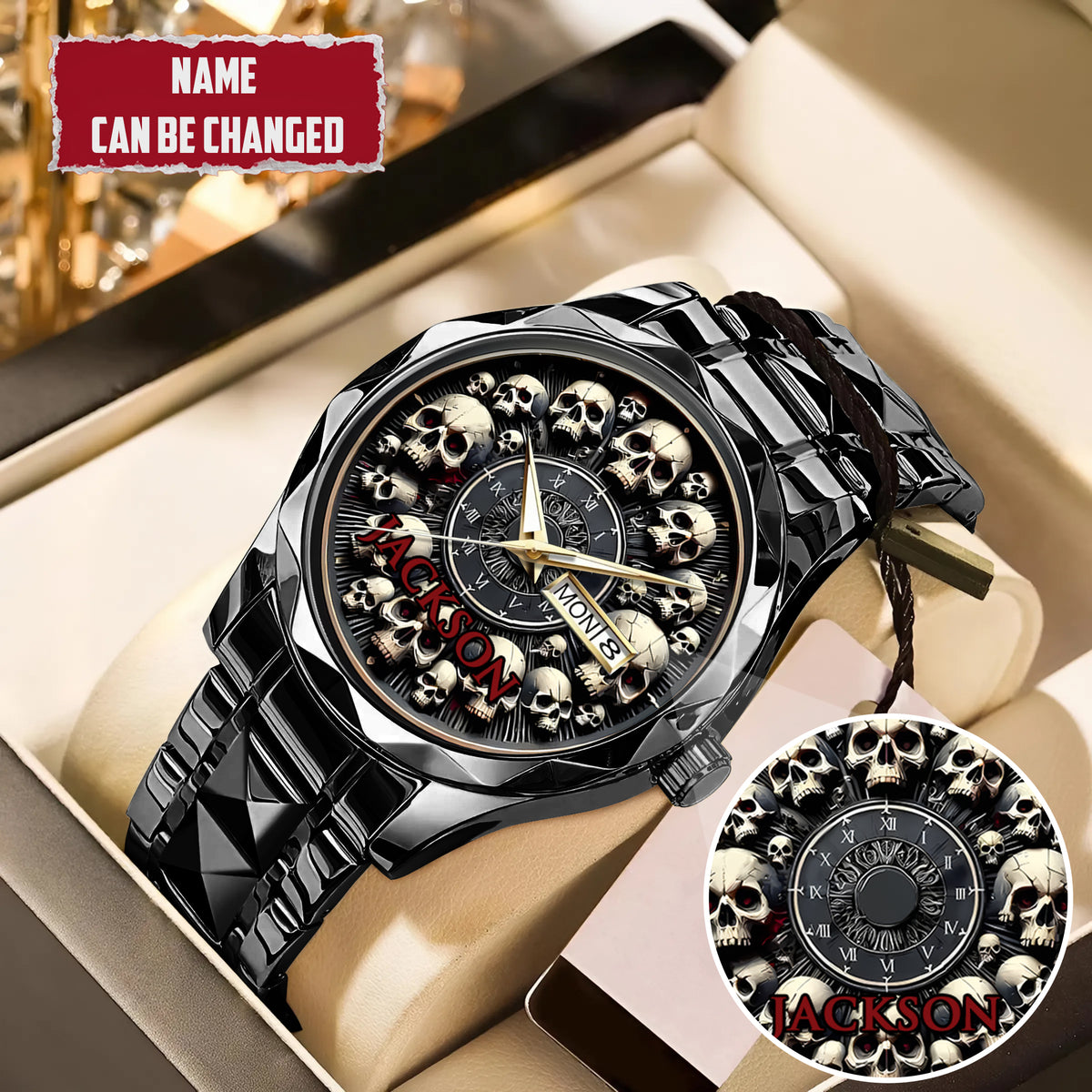 Personalized Halloween Skull Custom Name Quartz Watch