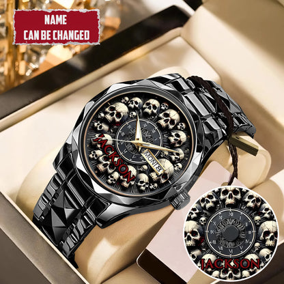 Personalized Halloween Skull Custom Name Quartz Watch