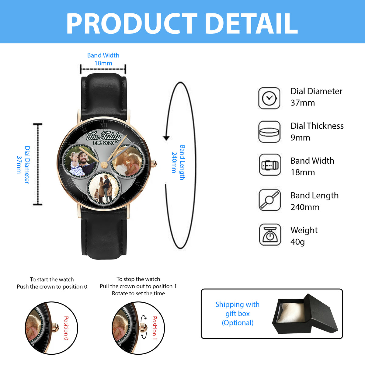 Family Personalized Photos Quartz Watch