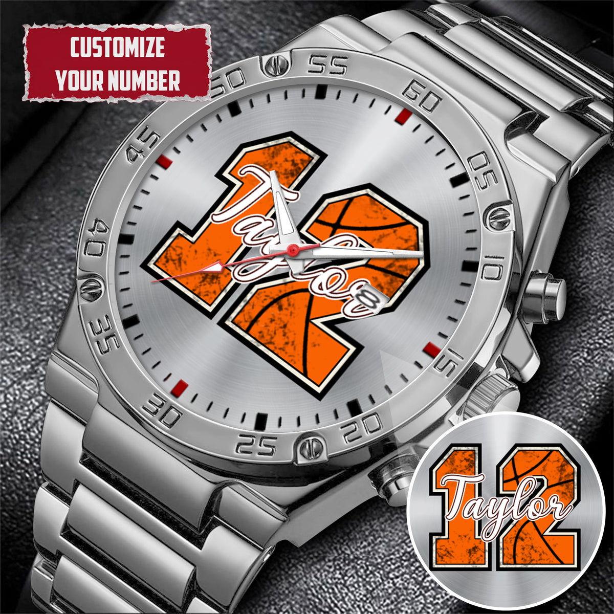 Personalized Basketball Custom Name & Number Watch Father's Day Gift For Him