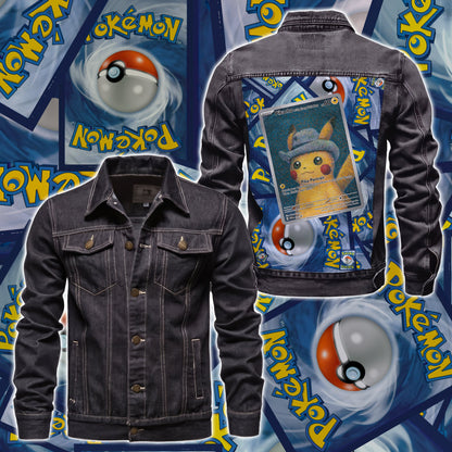 PKM Pikachu Custom Lightweight Denim Jacket