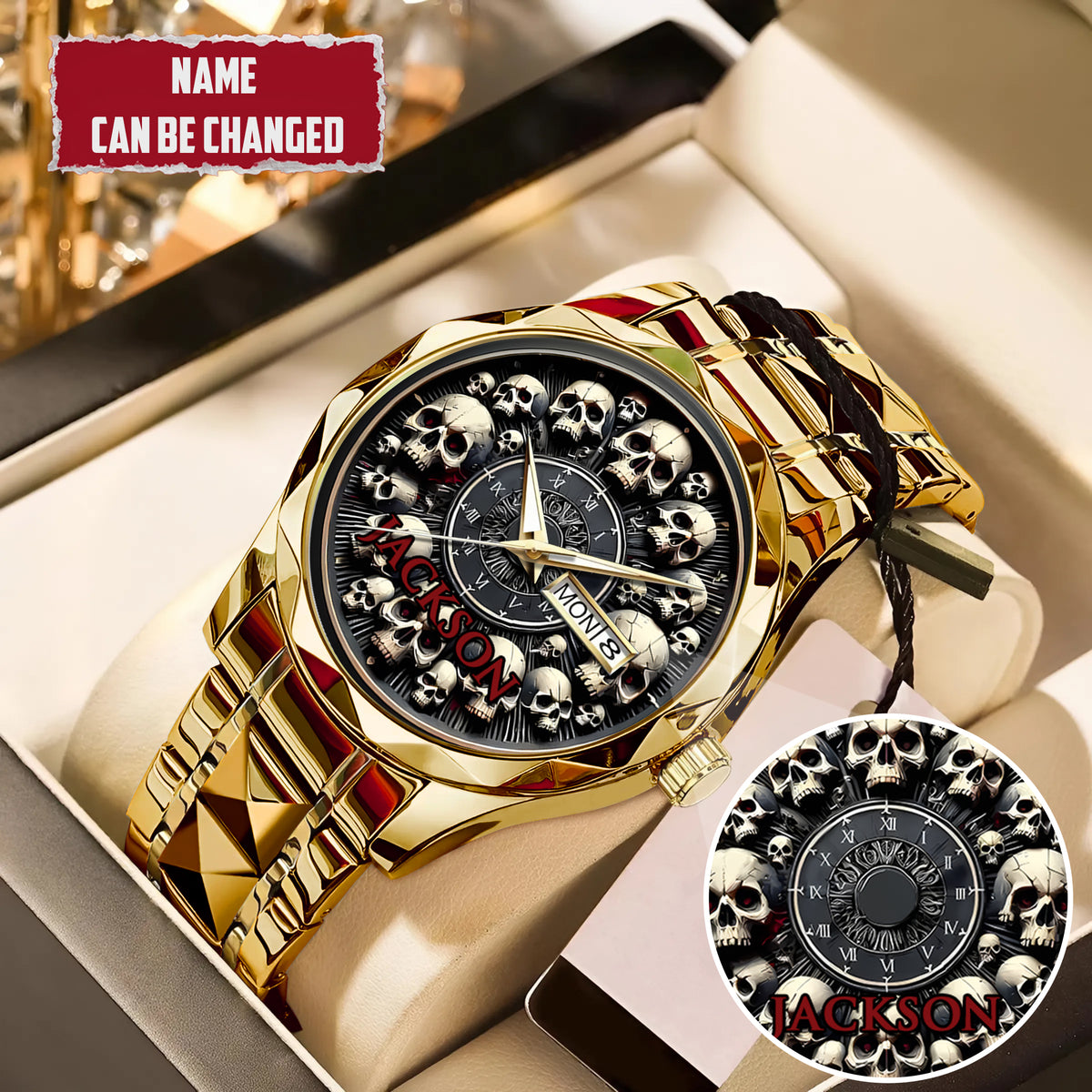 Personalized Halloween Skull Custom Name Quartz Watch