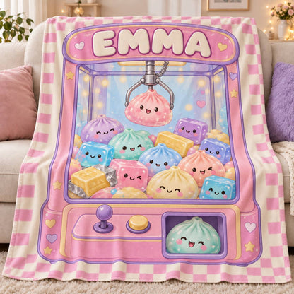 Personalized Dumpling Squishy Custom Kid's Name Fleece Blanket