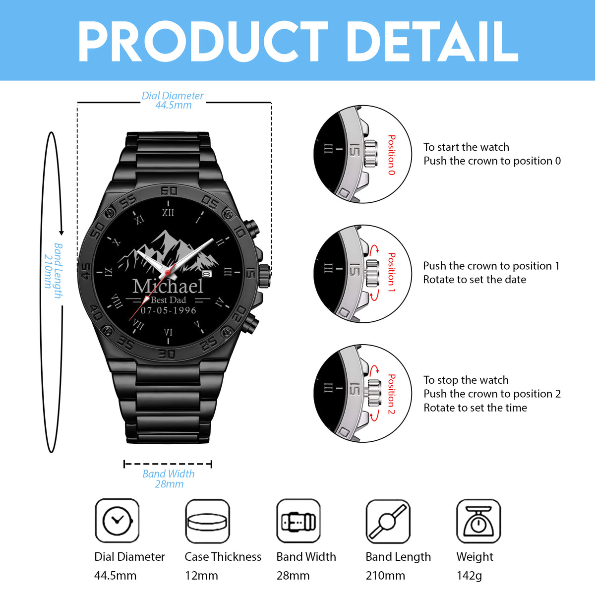 Father's Day Gift For Dad Best Dad Silver Mountain Limited Edition Watch