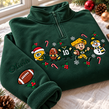 Personalized Embroidered Custom Name Football Team Sweatshirt, Quarter-Zip Sweatshirt