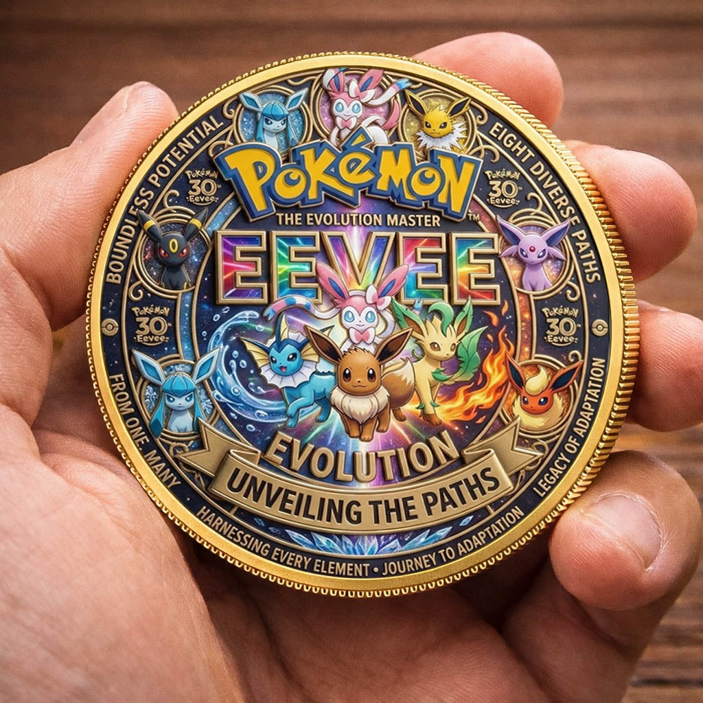 Poke 30th Anniversary Eevee Evolution Printed Commemorative Coin