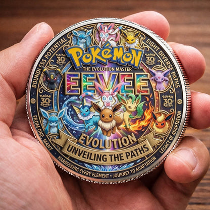 Poke 30th Anniversary Eevee Evolution Printed Commemorative Coin