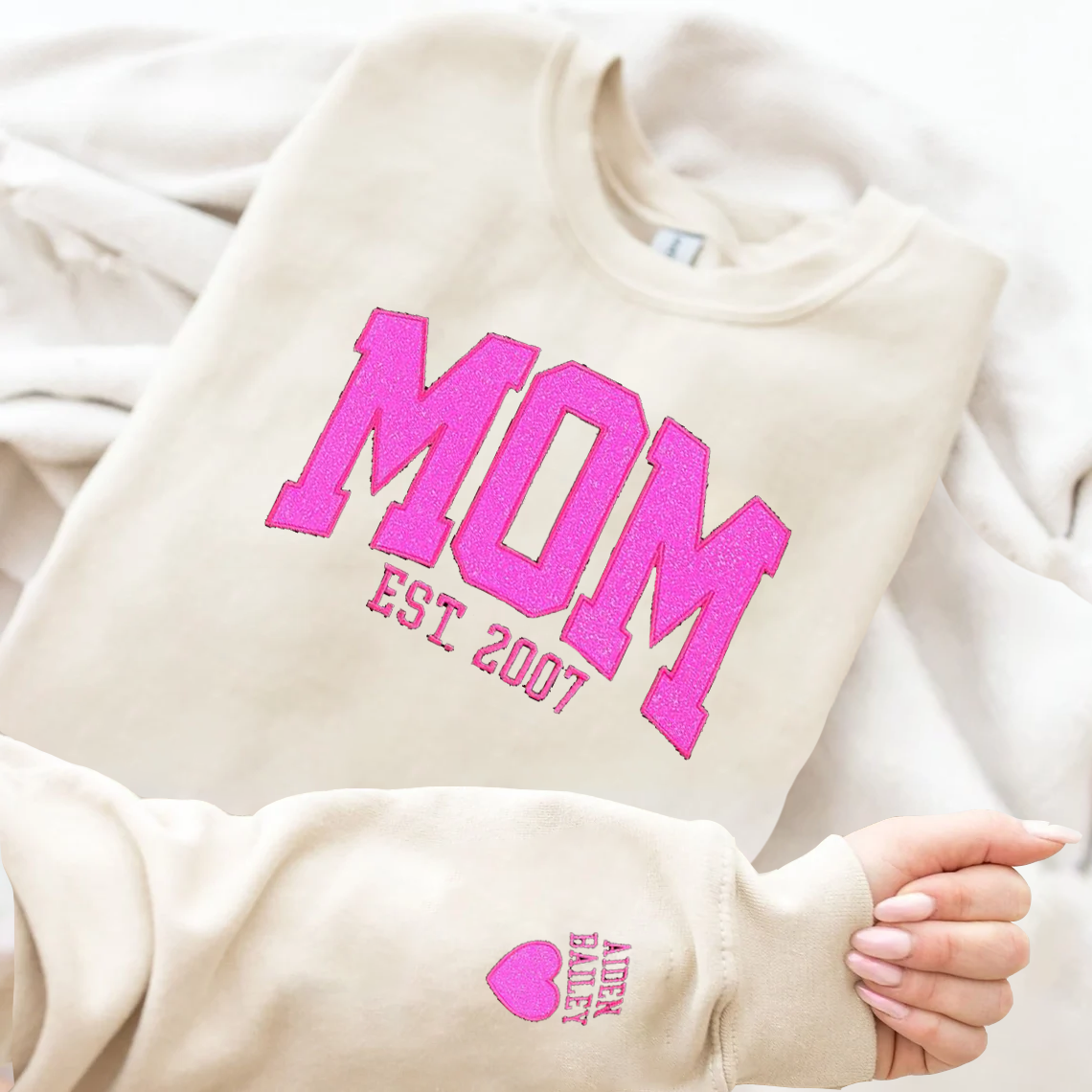 Personalized Embroidered Glitter Hoodie Sweatshirt T-Shirt