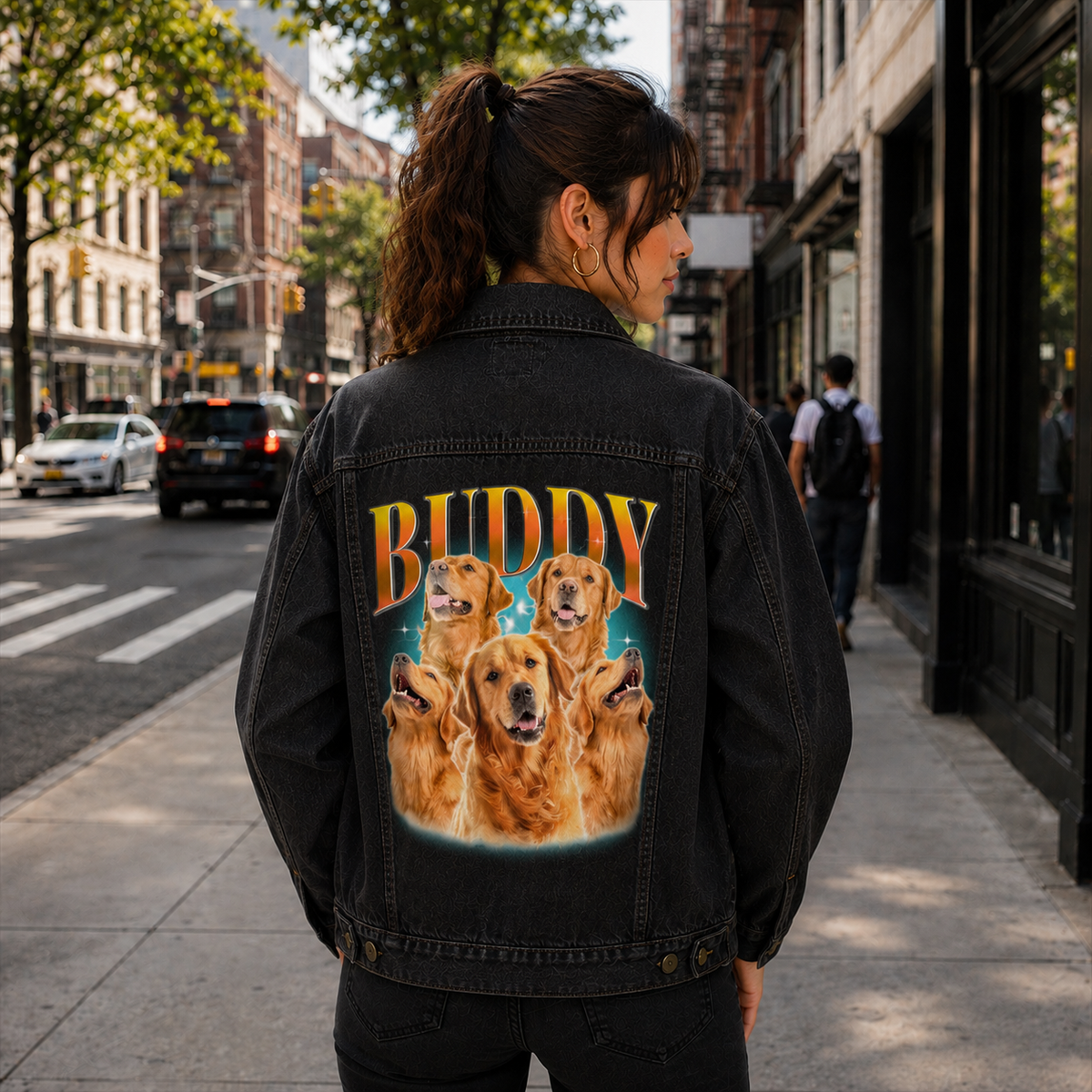 Custom Pet's Photo & Name Denim Jacket