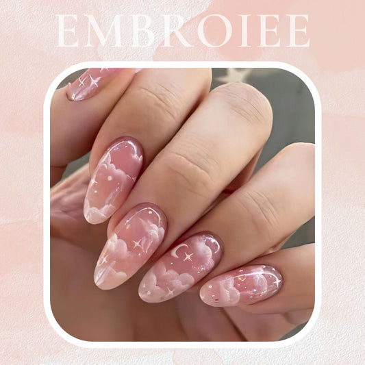 Pink Sky Hand-painted Press On Nails