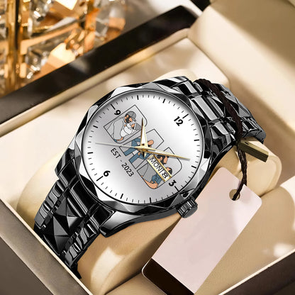 Father's Day Gift For Dad Personalized Alloy Quartz Watch with 3 Family Photos for Dad