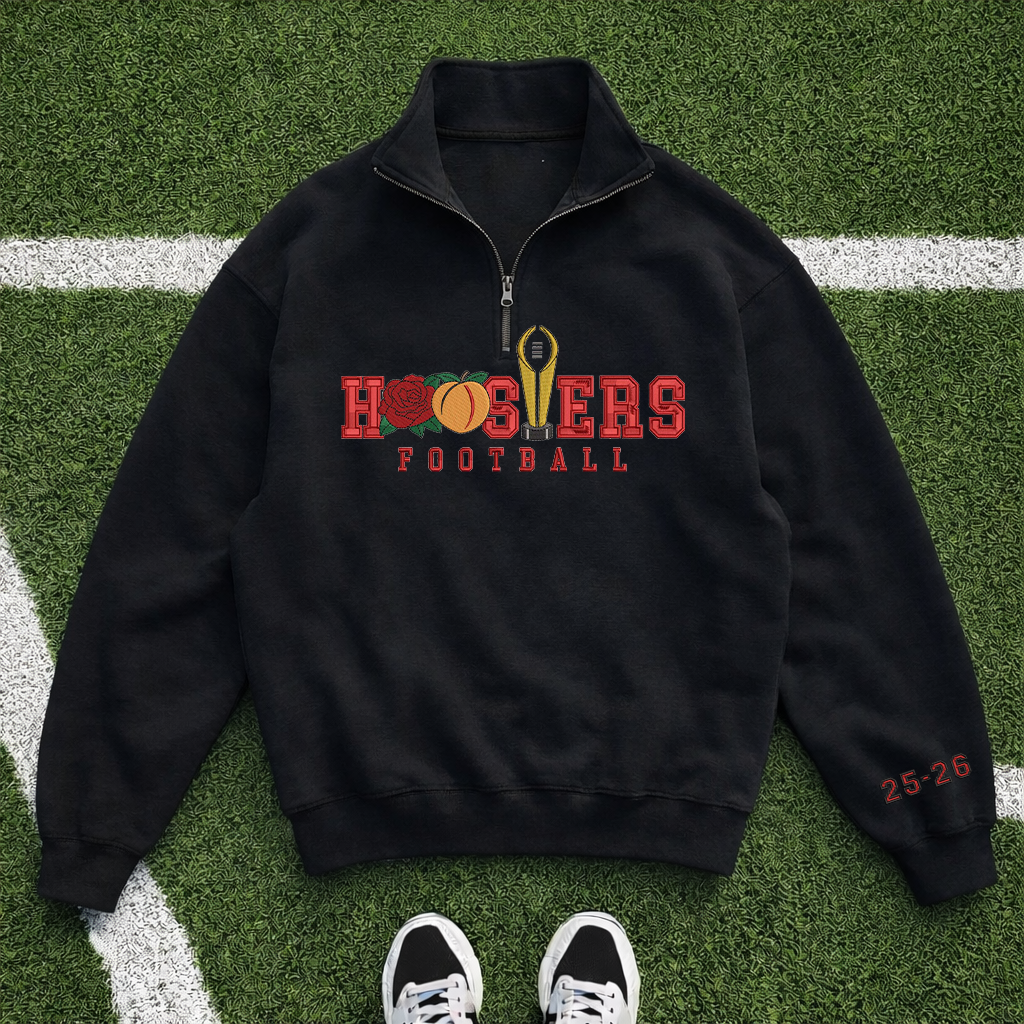 Embroidered Hoosiers Champs Sweatshirt: Rose & Peach Bowl 25/26 Quarter-Zip Sweatshirt, Hoodie Sweatshirt T-Shirt